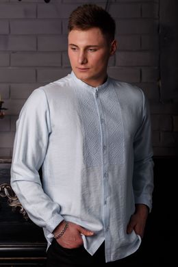 Чоловіча вишита сорочка з довгими рукавами (S-102-01), 40, льон