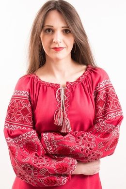 Этно-платье с вышивкой "Роскошь" цвета вишни для женщин (PL-035-150-D-chr2), 40