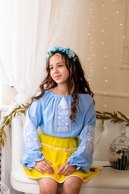 Вишиванка блакитна для дівчинки (OS-0136), 2 роки, домоткане полотно