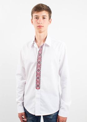 "Классическая" вышиванка из белой рубашечной ткани с отложным воротником для мужчин (SRn-403-156-B), 44