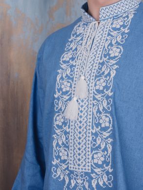 Красивая мужская рубашка с вышивкой (chsv-54-02), 26, лен