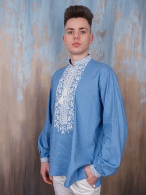 Красива чоловіча сорочка з вишивкою (chsv-54-02), 26, льон