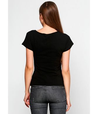 Красива жіноча футболка чорного кольору "Святкова" (М-707-11), XS