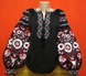Красива і яскрава жіноча вишита блузка на чорному домотканому полотні "Бохо" (GNM-02251), 40, льон