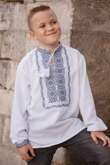 Стильная вышитая рубашка для мальчиков с длинными рукавами (S-090-01-D), 26, домотканное полотно