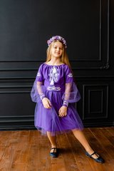 Вышитое фиолетовое платье Фея для девочки (OS-0206), 3 года, габардин