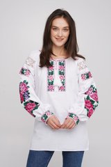 Женская вышитая блузка на домотканом полотне (GNM-02833), 40, домотканое полотно