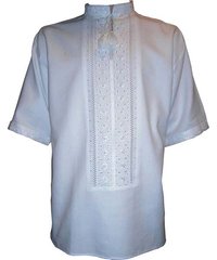 Вишита сорочка чоловіча - білим по білому "Полтавська нова" (00112), 42, льон