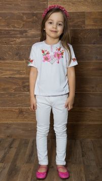 Футболка-вишиванка для дівчинки "Шипшина" з коротким рукавом (LS-96211208-92), 92, віскоза