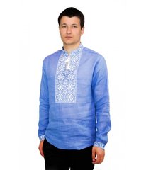 Мужская рубашка бело-синего цвета с длинными рукавами «Снежинка» (М-412-7), 58