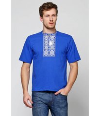 Чоловіча вишита футболка хрестиком «Ромби» (М-614-3), XL