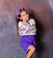 Вышиванка фиолетовая Волшебница для девочки (OS-0300), 2 года, домоткане полотно