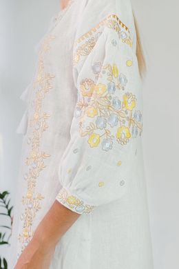 Жіноча вишита сукня White 4 UKR-4190, XL, льон