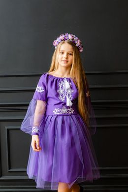 Вышитое фиолетовое платье Фея для девочки (OS-0206), 3 года, габардин