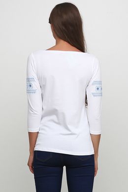 Женская белая вышитая крестиком футболка (М-711-8), M
