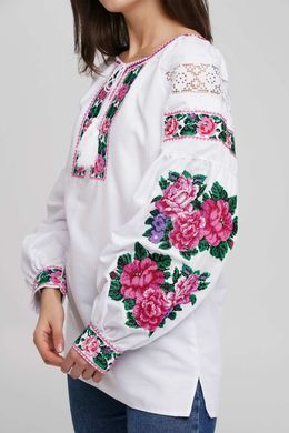 Жіноча вишивана блузка на домотканому полотні (GNM-02833), 40, домоткане полотно
