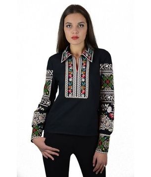 Казково красива сорочка з рукавами три чверті чорного кольору (M-231-3), 40