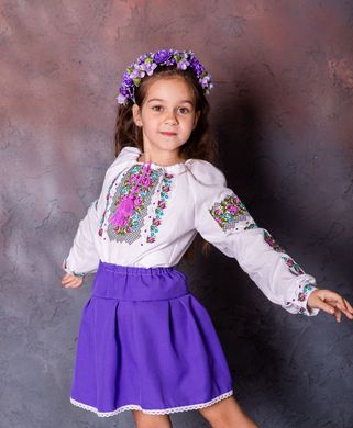 Вишиванка фіолетова Чарівниця для дівчинки (OS-0300), 2 роки, домоткане полотно