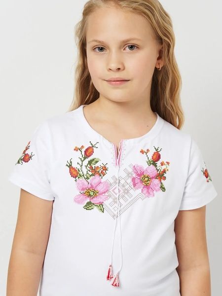Футболка-вишиванка для дівчинки "Шипшина" з коротким рукавом (LS-96211208-92), 92, віскоза