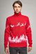 Рождественский мужской красный гольф с Дедом Морозом и оленями (UKRS-9950), S, шерсть, акрил