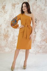 Вишите жіноче гірчичне плаття Квітковий лабіринт (PL-025-095-Ks), 42