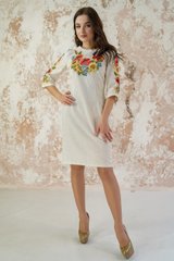Мальвяна сіра сукня "Український букет" з колоритною вишивкою для жінок (PL-022-005-М), 42