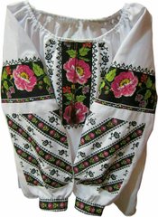 Украинская вышиванка из домотканого полотна с живописным цветочным узором для женщин (GNM-01717), 40, домотканое полотно белое