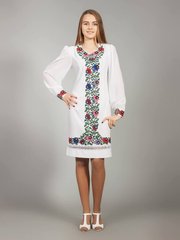 Перфорированное платье белого цвета из тиара и шифона с колоритным цветочным орнаментом для женщин (gpv-25-01), 40, лен, тиар