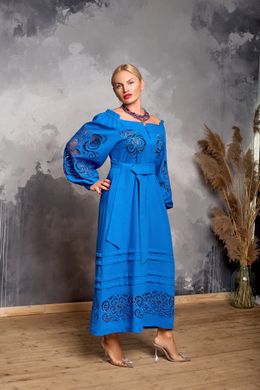 Платье “Ришелье” праздничное синее (AM-6800)