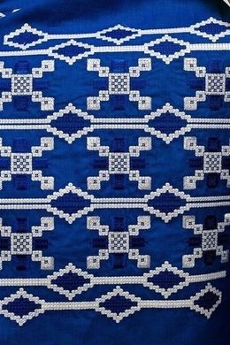Ярко-синее длинное платье "Грация" из натурального льна с вышивкой для женщин (PL-031-152-L-blu), 42