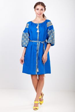 Сукня для жінок із льону кольору індиго "Лучезара" (СЖ-38 3/4, ПОЖ-10б), 42
