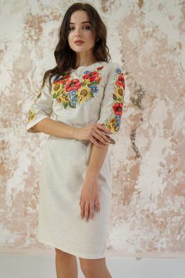 Мальвяна сіра сукня "Український букет" з колоритною вишивкою для жінок (PL-022-005-М), 42