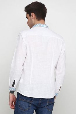 Чоловіча сорочка біла з довгими рукавами Сніжинка (М-412-5), 46, льон, бавовна