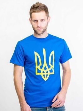 Чоловіча патріотична футболка: &laquo;ТРИЗУБ&raquo;, синя (FL-589), S