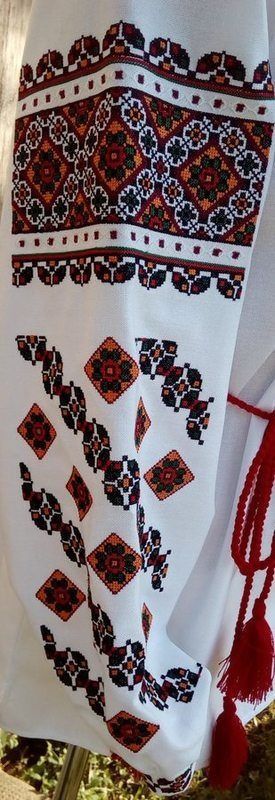 Вишиванка із домотканого полотна з красивим українським орнаментом для жінок (GNM-01935), 40, домоткане полотно біле