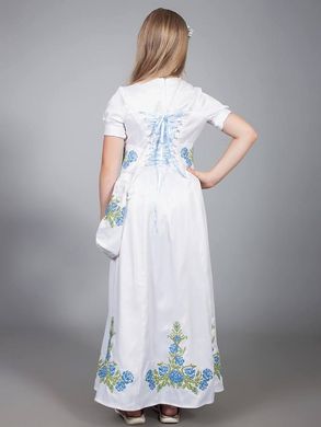Длинное нарядное платье из белого королевского атласа с цветочной вышивкой для девочек (gpv-13-01), 26, лен, тиар