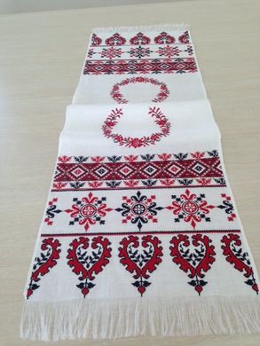 Весільний лляний рушник, вишитий в українському стилі (ДБ-0003)