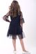 Вышитое платье для девочки тёмно-синего цвета "Ромашкове" (PLd-117-083-Tr), 110