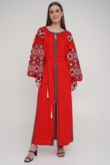 Гурт. Вишита жіноча сукня червоного кольору DB-grt-0009, S, льон