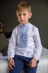 Вышиванка для мальчика "Карпатская" белая с длинным рукавом (LS-95232195-92), 92, хлопок