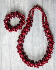 Набор красные бусы и браслет для девочек и женщин (OS-5820)