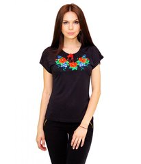 Женская футболка черного цвета "Маки-смородина" (М-710-9), XS