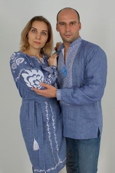 Стильний комплект вишиванок для чоловіка і жінки (GNM-02289/02320)