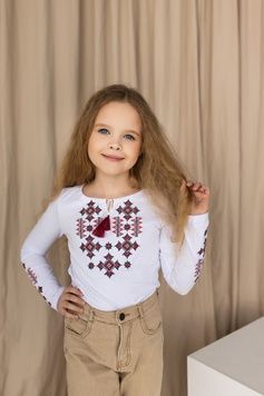 Вишиванка трикотажная для дівчинки біла з довгим рукавом "Зоряне сяйво" (mrg-df040-8888), 92, французький трикотаж
