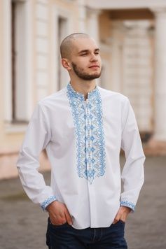 Чоловіча вишита сорочка з довгими рукавами (S-083-01), 40, тіар