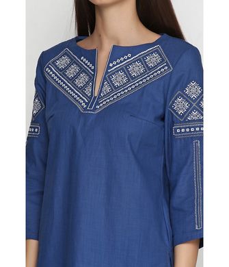 Изысканная женская рубашка тёмно-синего цвета с рукавом три четверти (M-232-1), 44