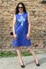 Яскраве літнє плаття "Перо павича" із синього льону з українським орнаментом для жінок (PL-004-144-L), 42