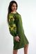 Льняное вышитое платье "Обаяние 2" зелёно-защитного цвета с вышивкой для женщин (PL-035-066-L-grn), 42