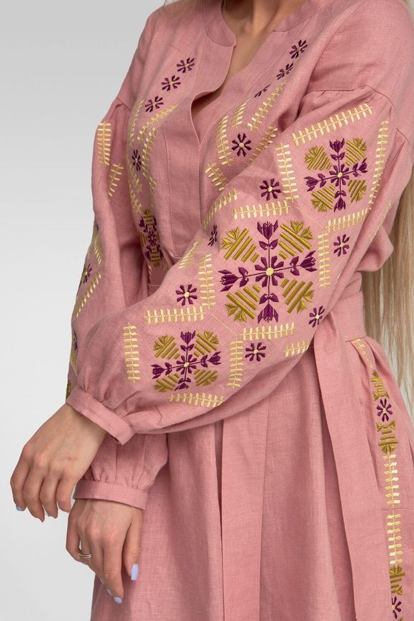 Жіноча вишита сукня Amaranth Pink UKR-4177, L, льон