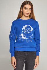 Рождественский женский синий свитшот с Дедом Морозом (UKRS-8841), XS, трикотаж